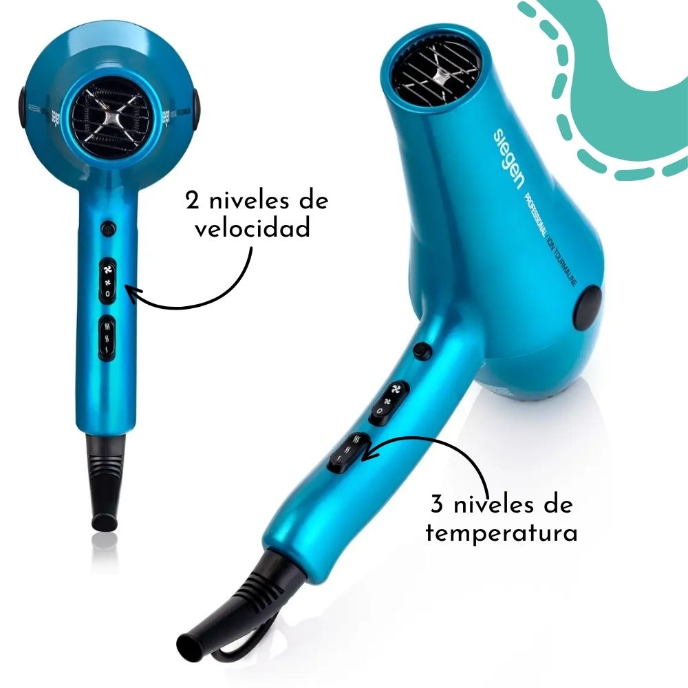 SECADOR DE CABELLO SIEGEN 2000 WATTS SG-3049C02 - CELESTE - 4