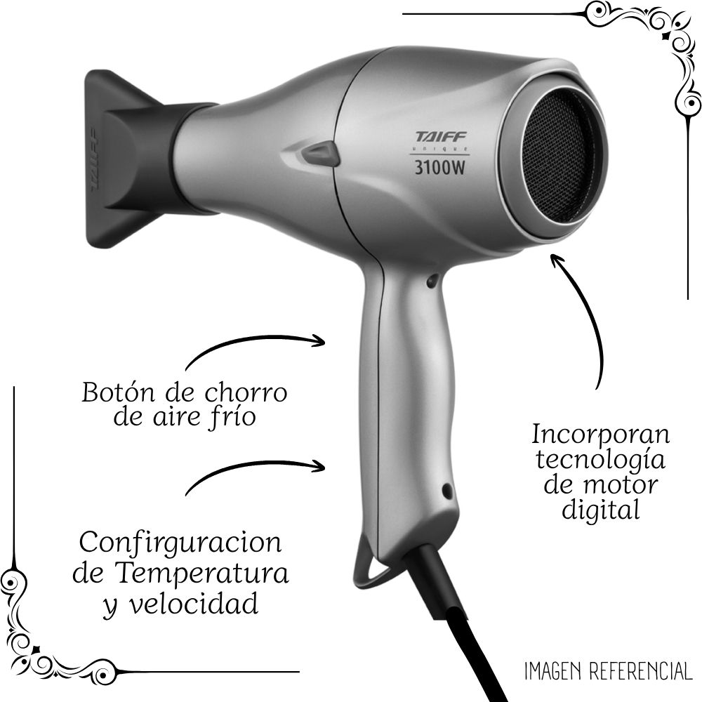 SECADORA PROFESIONAL DE CABELLO TAIFF UNIQUE - 3100 WATTS - 5