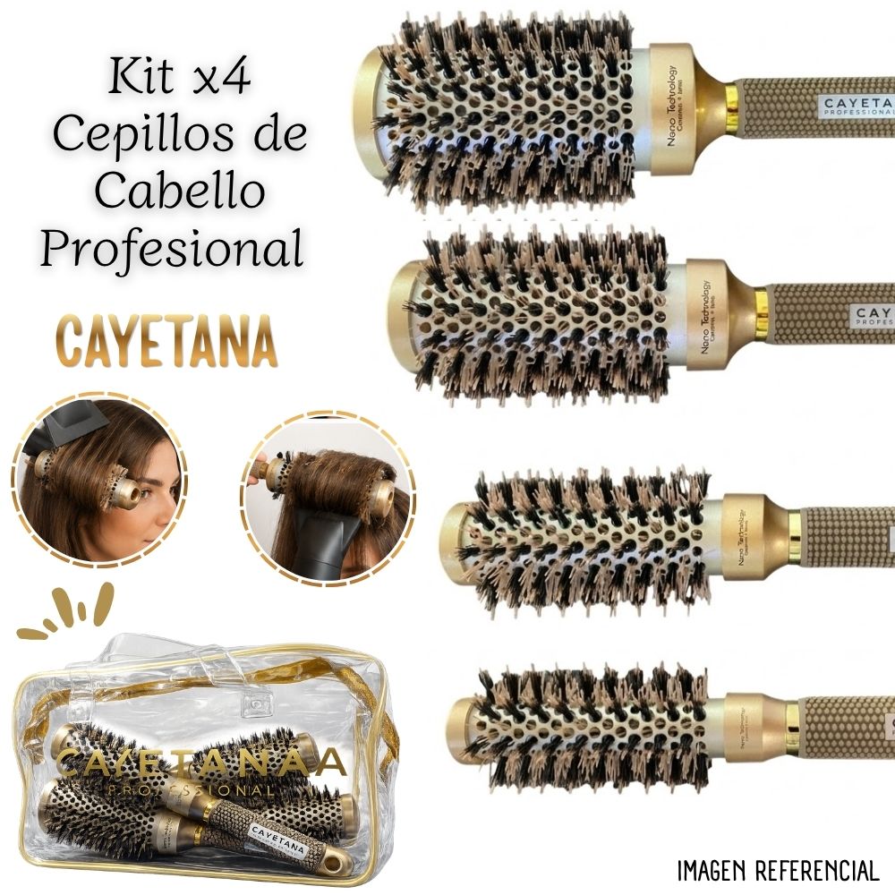 SET 4 CEPILLOS NANO TECHNOLOGY CAYETANA PROFESSIONAL GOLD - 1
