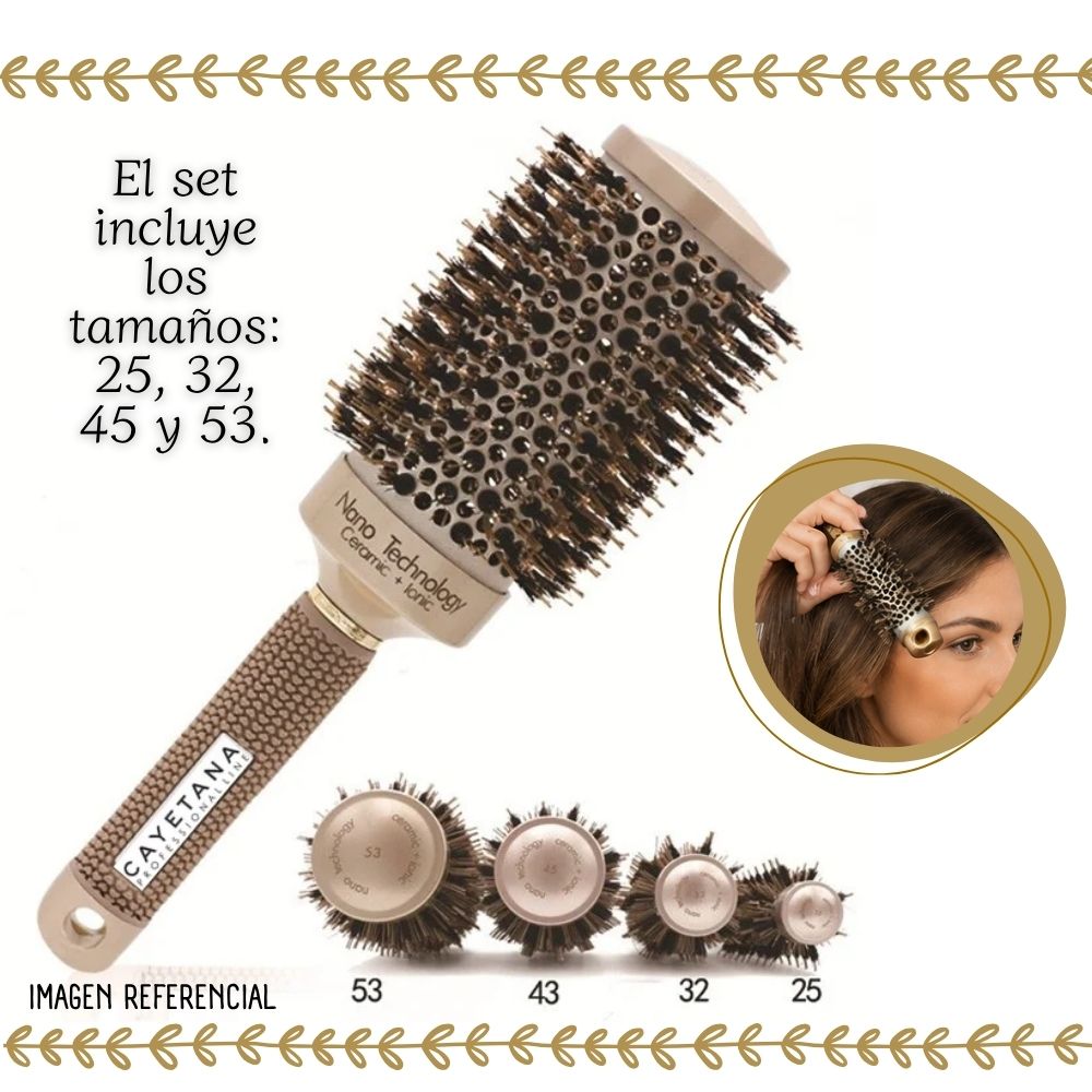 SET 4 CEPILLOS NANO TECHNOLOGY CAYETANA PROFESSIONAL GOLD - 3