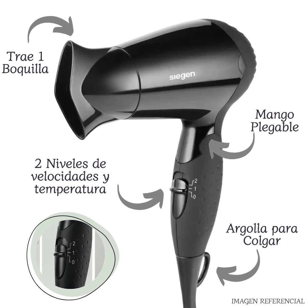 MINI SECADORA DE CABELLO SIEGEN SG-3005 - 2