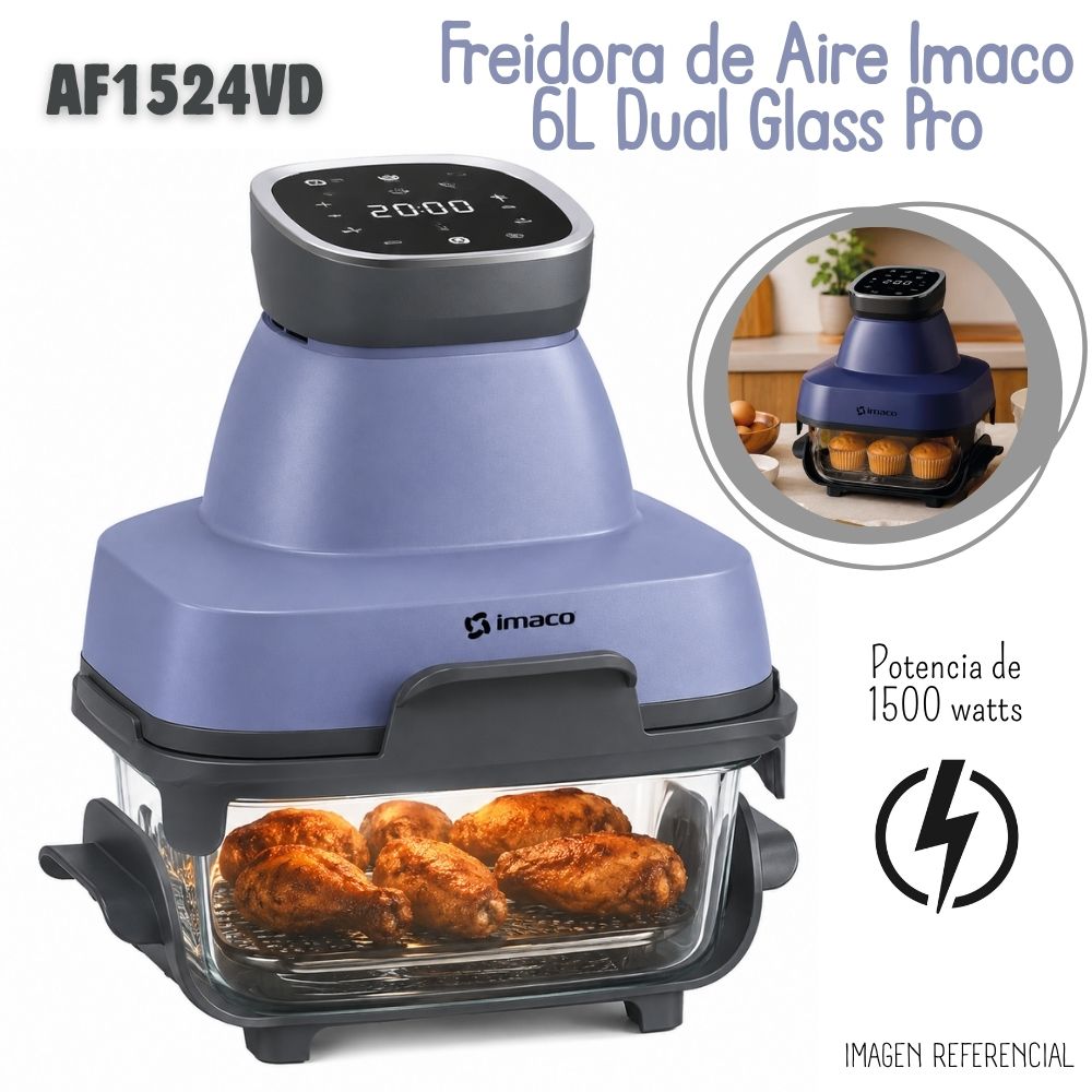 FREIDORA DE AIRE IMACO DUAL GLASS PRO 6 L – AF1524VD - 1