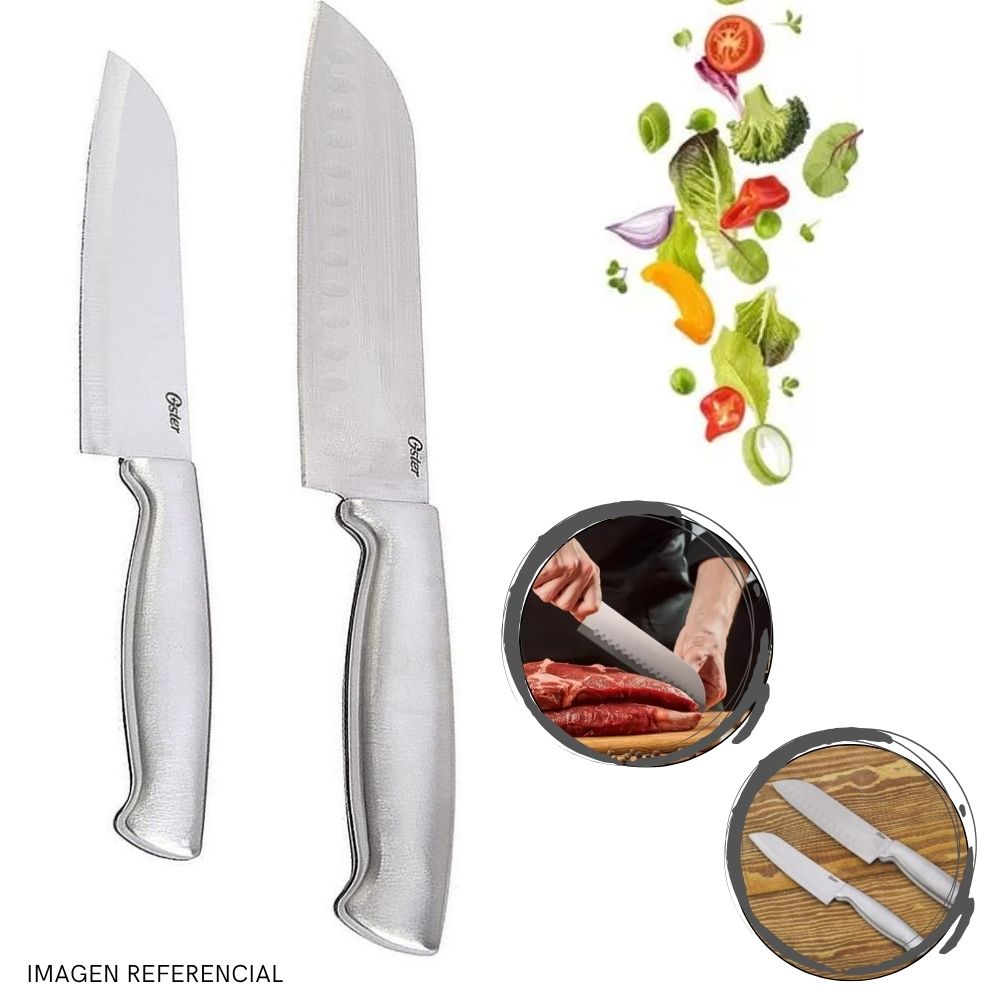 SET DE 2 CUCHILLOS SANTOKU OSTER BALDWYN-GRIS - 2
