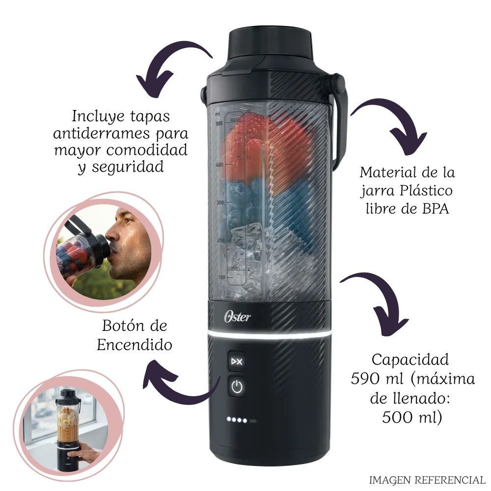 LICUADORA OSTER PORTÁTIL GOMAX 590ML BLSTGFP-B20-000 – NEGRO - 2
