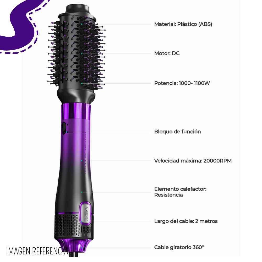 CEPILLO SECADOR 4 EN 1 VGR MORADO - V-484M - 7