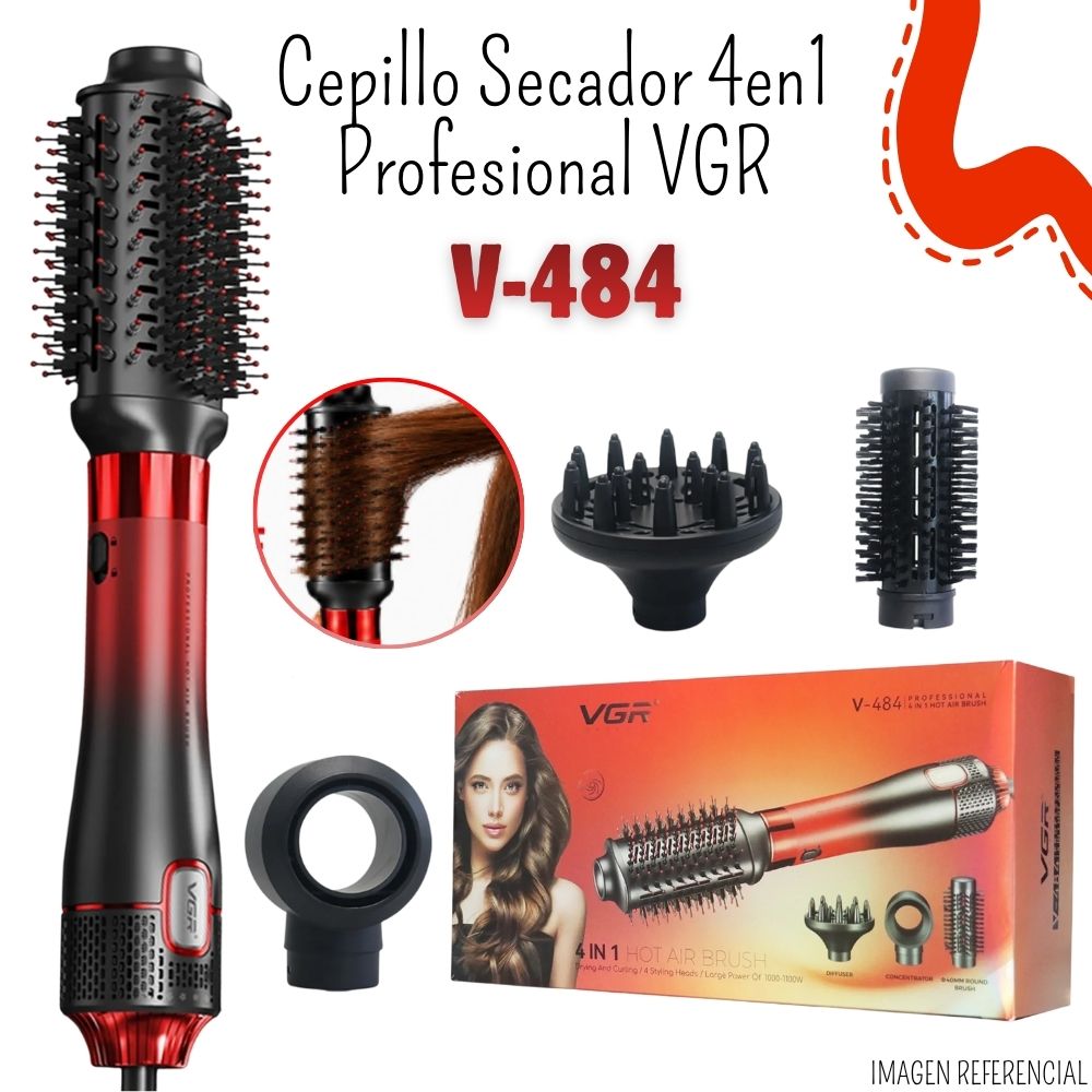 CEPILLO SECADOR 4 EN 1 VGR ROJO - V-484R - 1