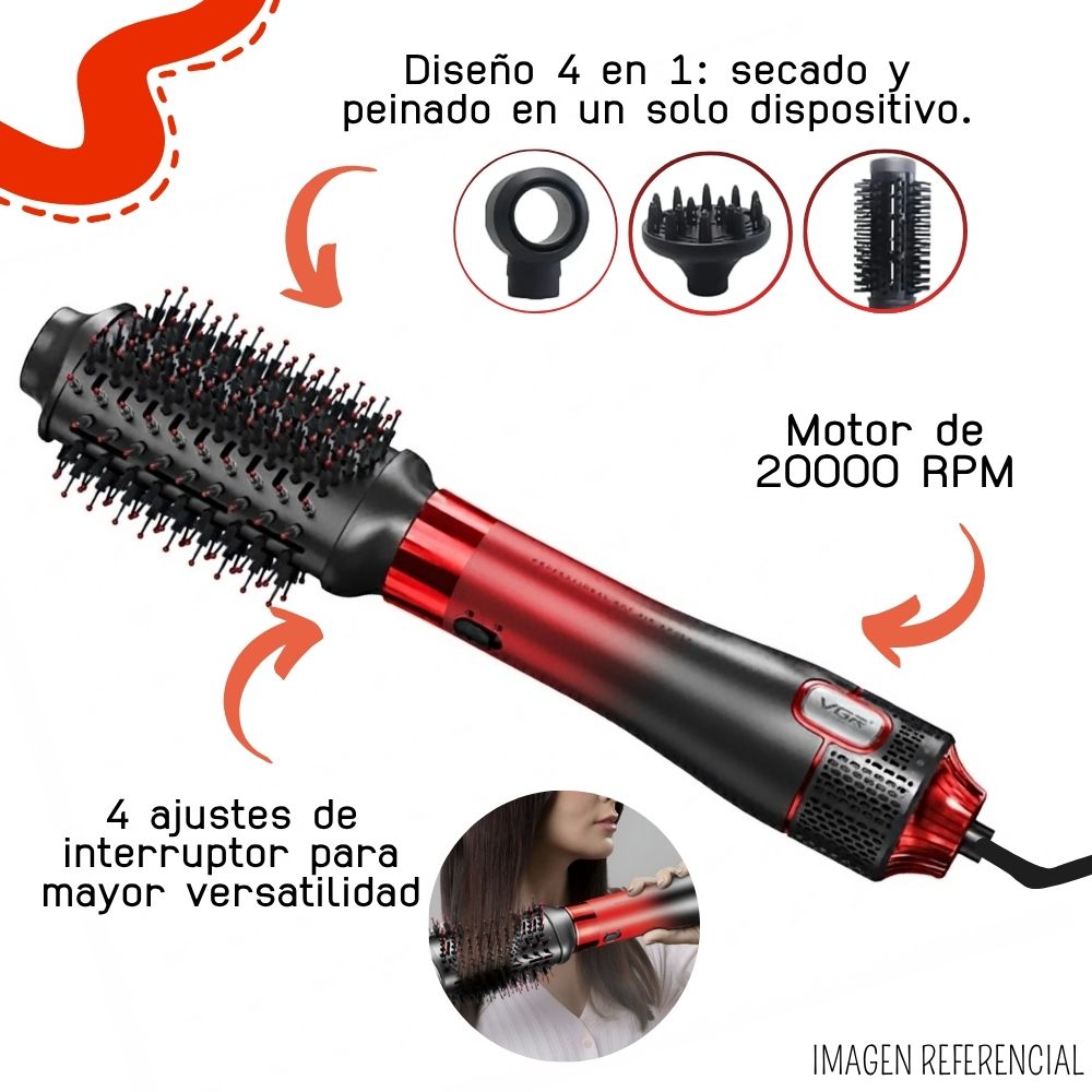 CEPILLO SECADOR 4 EN 1 VGR ROJO - V-484R - 2