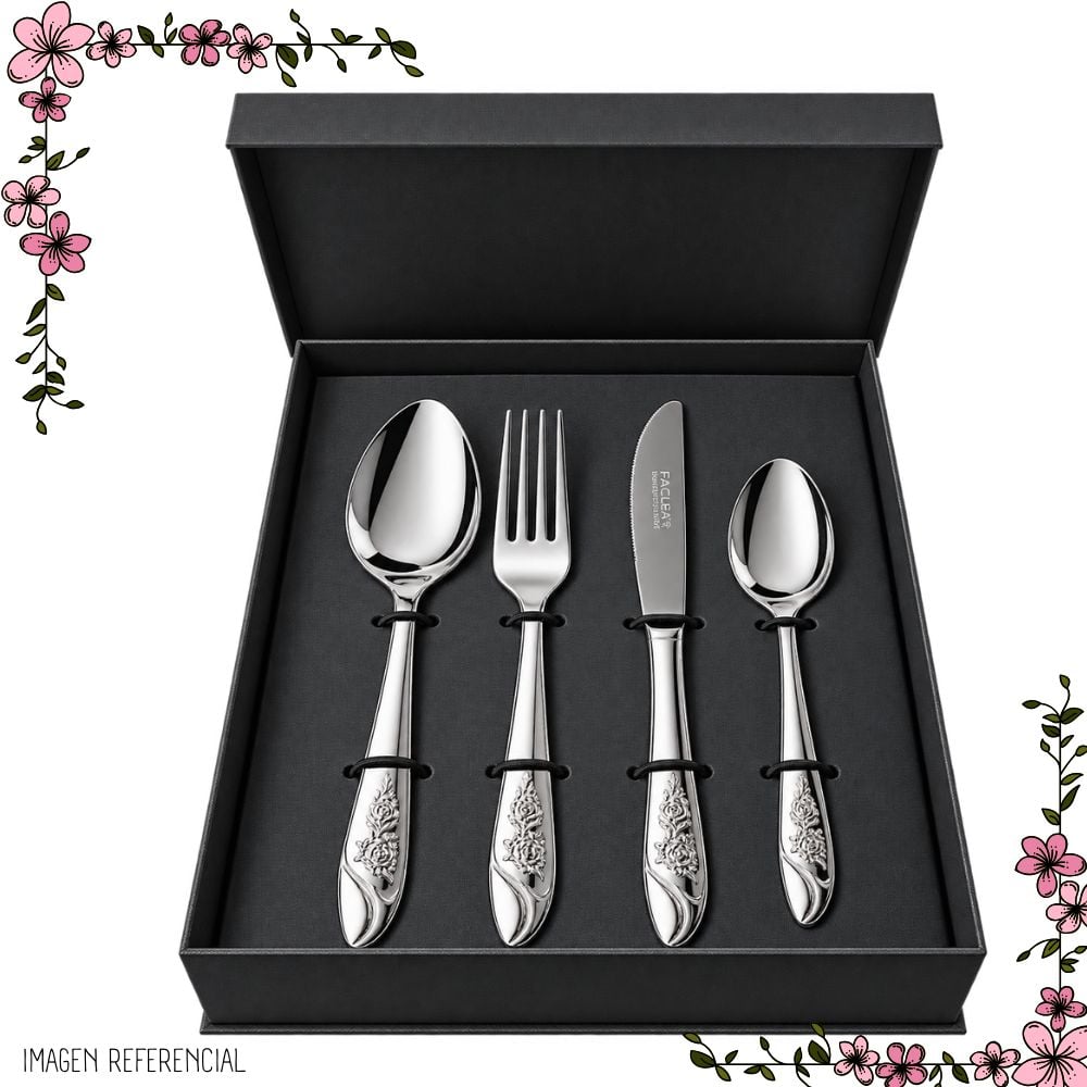 SET DE CUBIERTOS DE MESA FACUSA DE X24 PZAS MOD. FLORES - 5