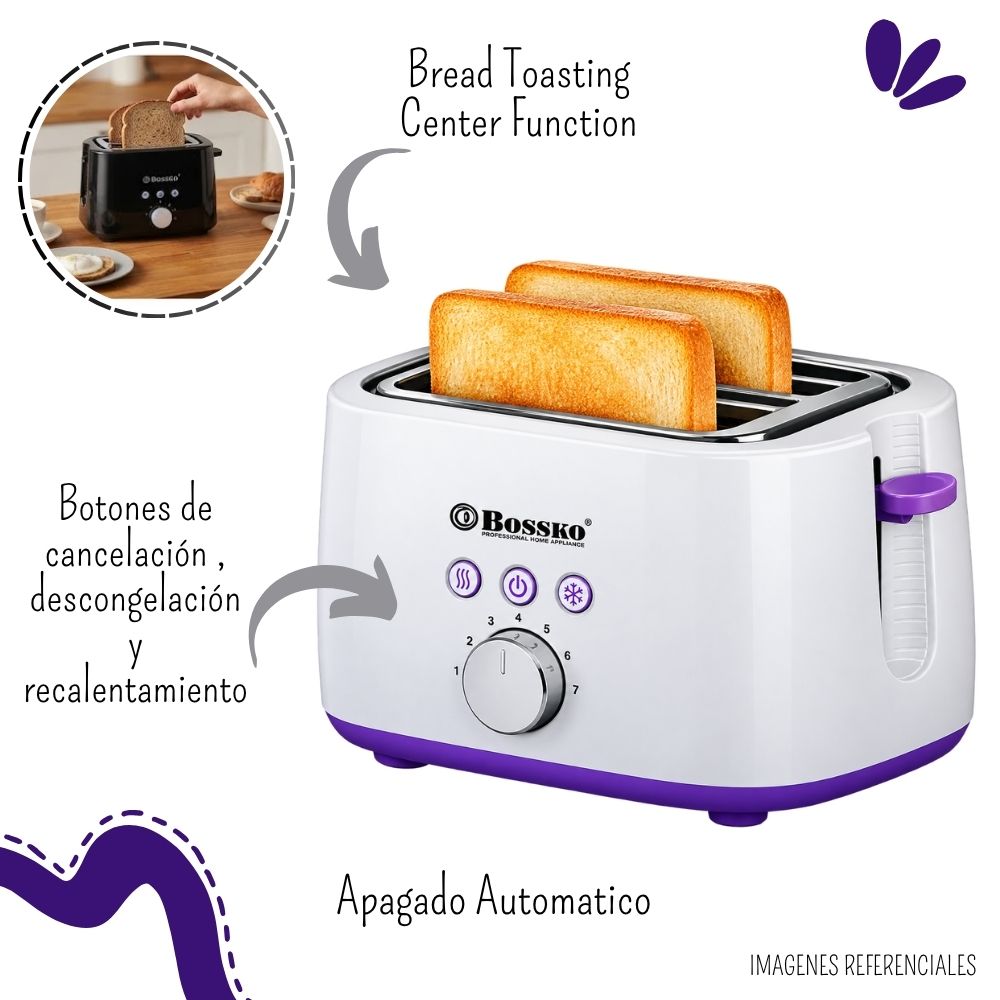 TOSTADOR ELÉCTRICO BOSSKO BK-0758TP - 2