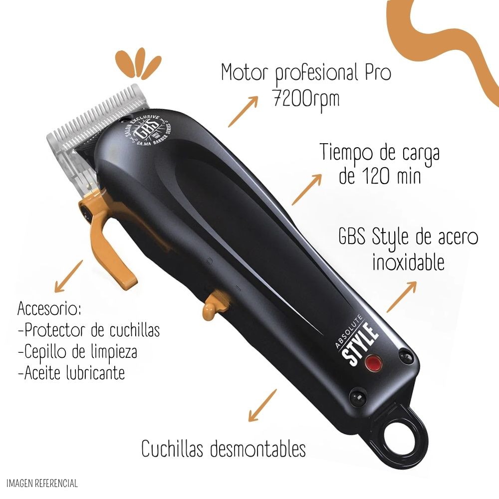 MAQUINA CORTADORA DE CABELLO GAMA GBS CLIPPER ABSOLUTE STYLE - 2