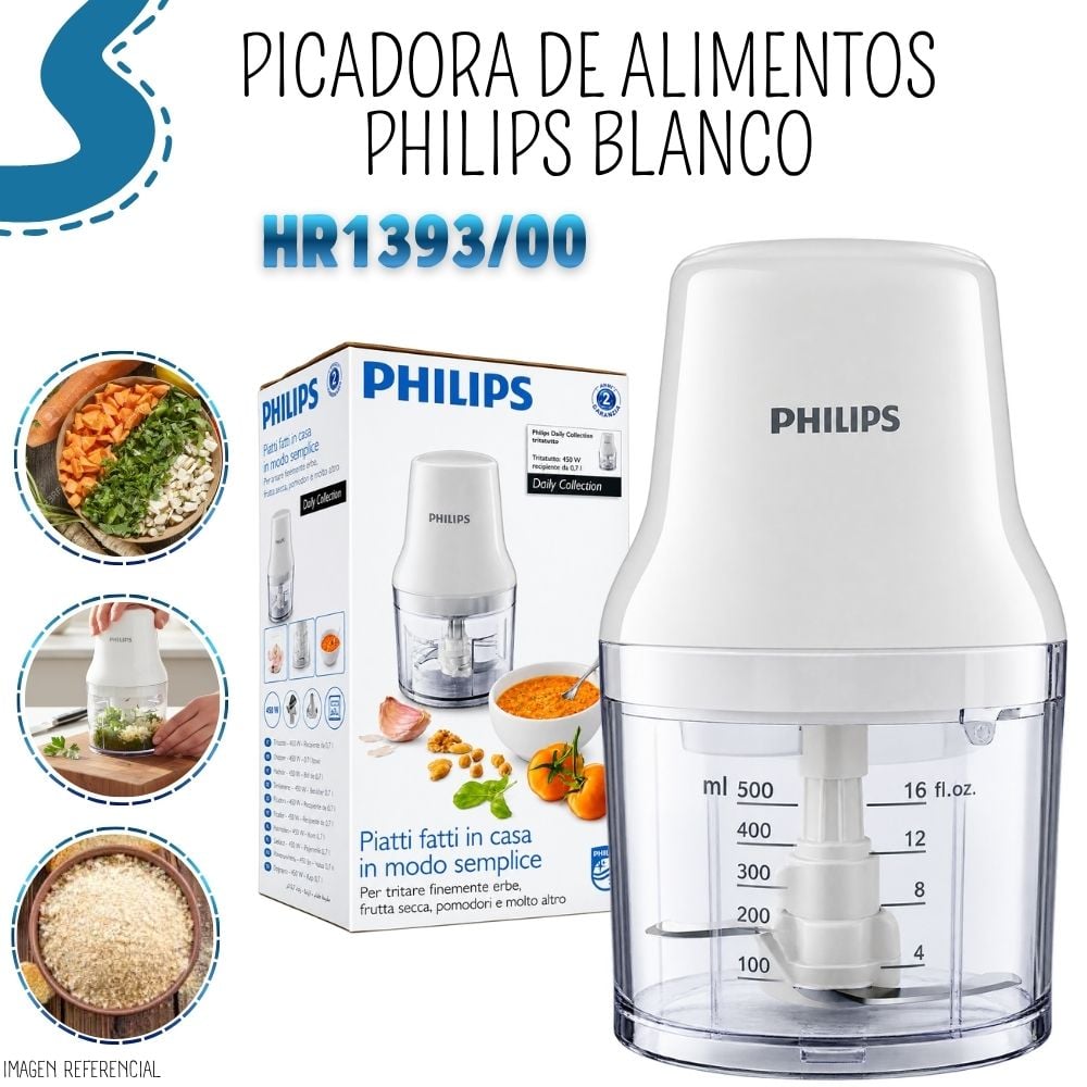 PICADORA DE ALIMENTOS PHILIPS BLANCO HR1393/00 - 1