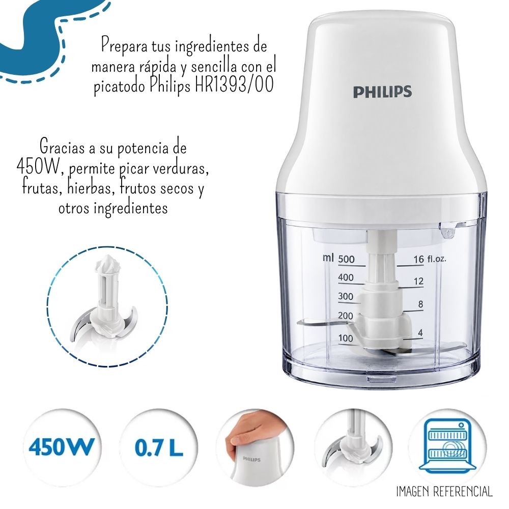 PICADORA DE ALIMENTOS PHILIPS BLANCO HR1393/00 - 2