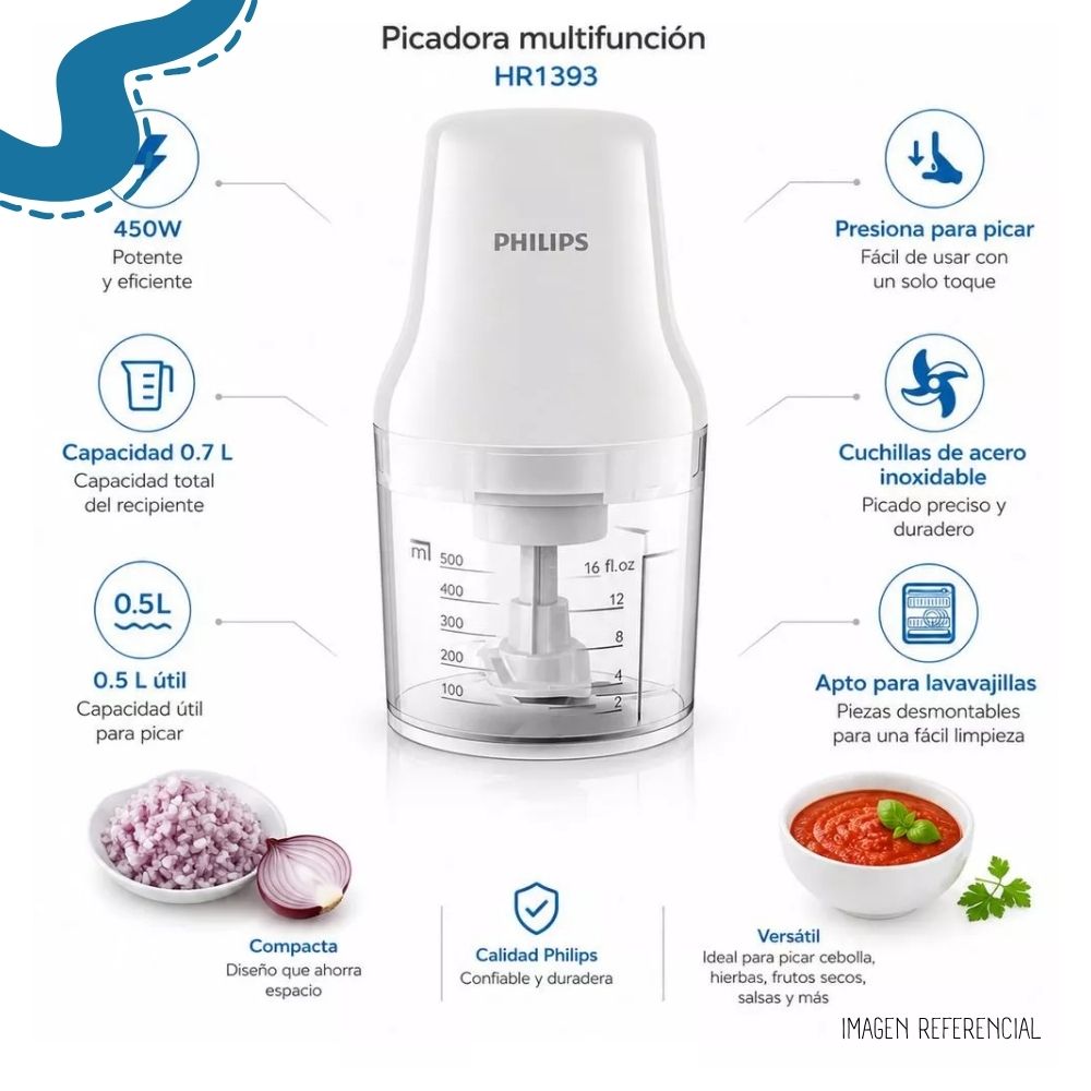 PICADORA DE ALIMENTOS PHILIPS BLANCO HR1393/00 - 3