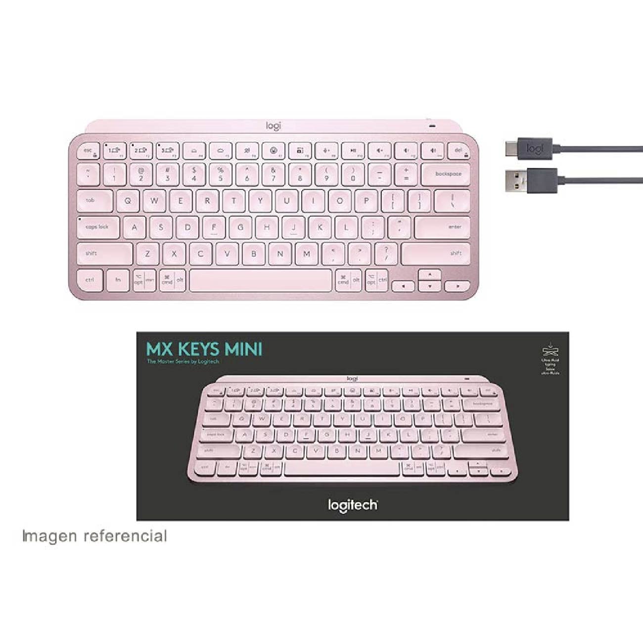 TECLADO WINDOWS MAC OS CHROME OS LINUX KERNEL INALÁMBRICO LOGITECH MX KEYS MINI MULTI-DEVICE BT ILUMINADO ROSE - 4