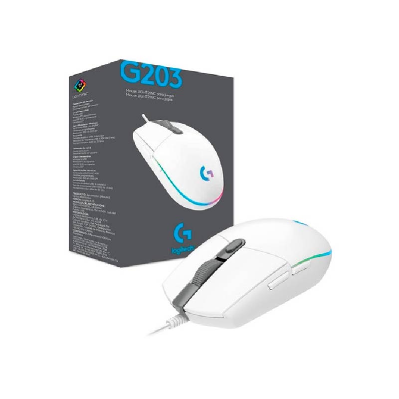 MOUSE LOGITECH G GAMING G203 LIGHTSYNC BLANCO - 2