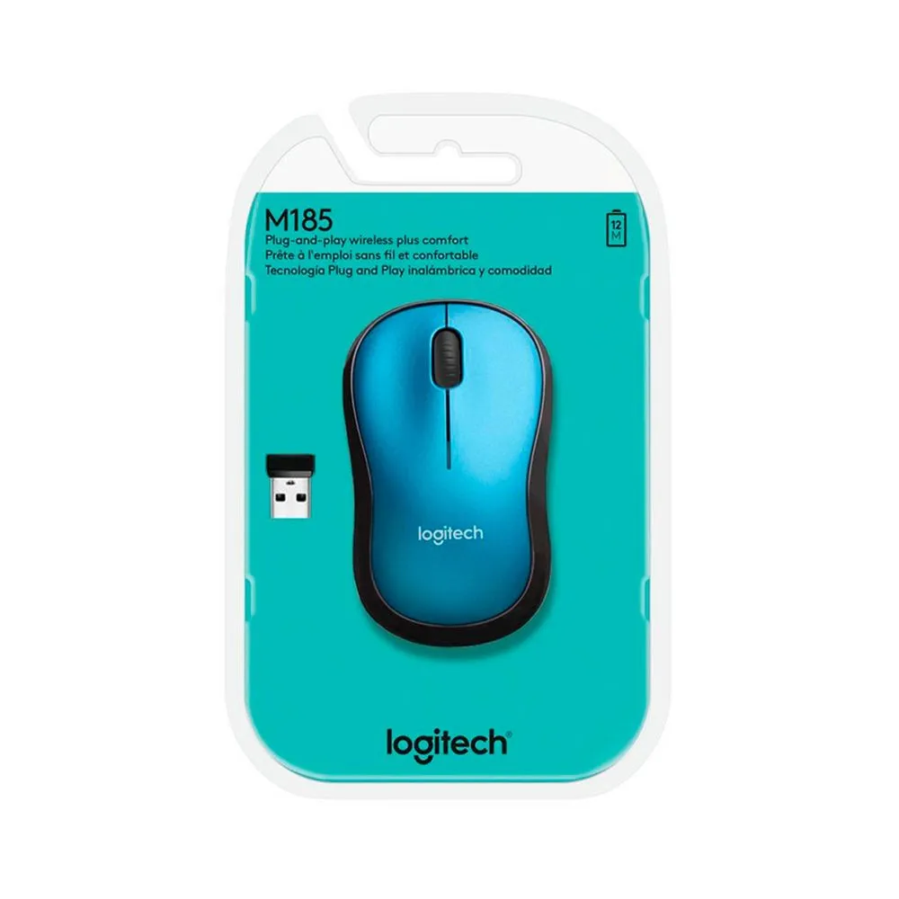 MOUSE LOGITECH M185 WIRELESS BLUE - 3