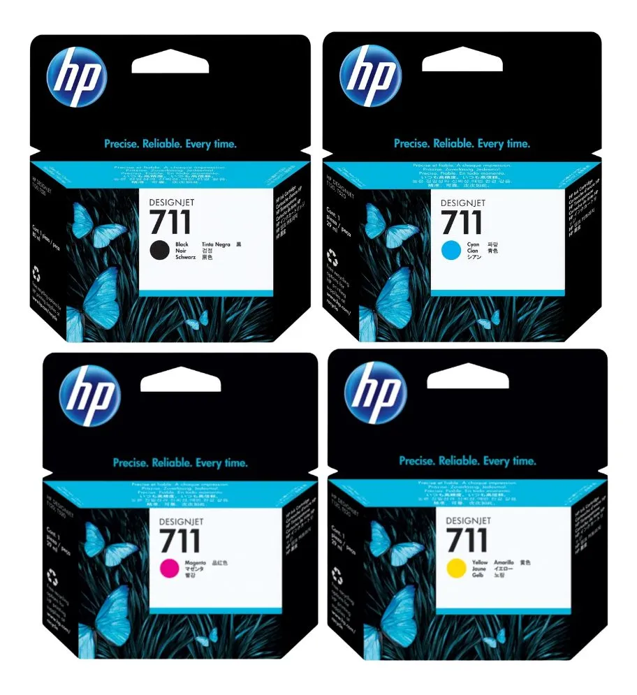KIT CARTUCHO DE TINTA HP 711 NEGRO 39ML Y COLORES 29ML - 1