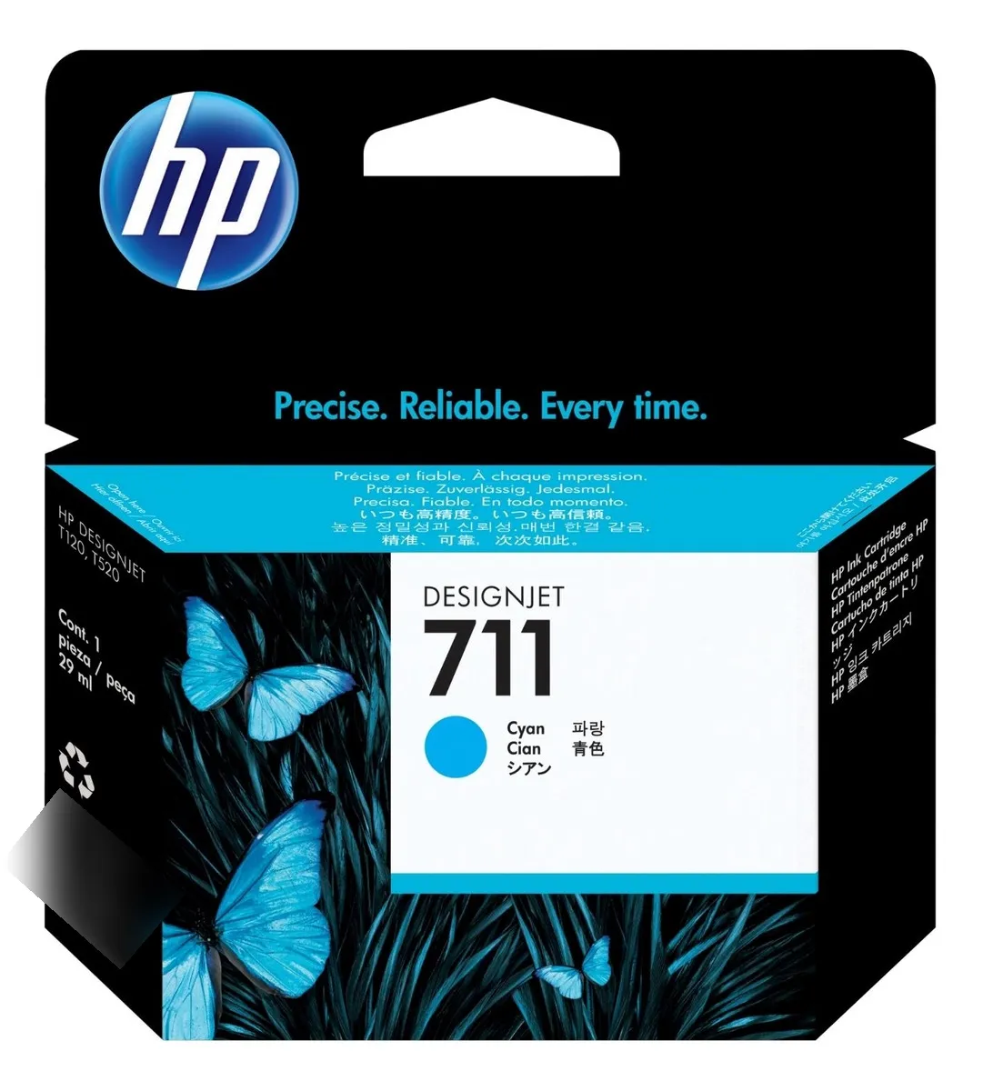 KIT CARTUCHO DE TINTA HP 711 NEGRO 39ML Y COLORES 29ML - 4