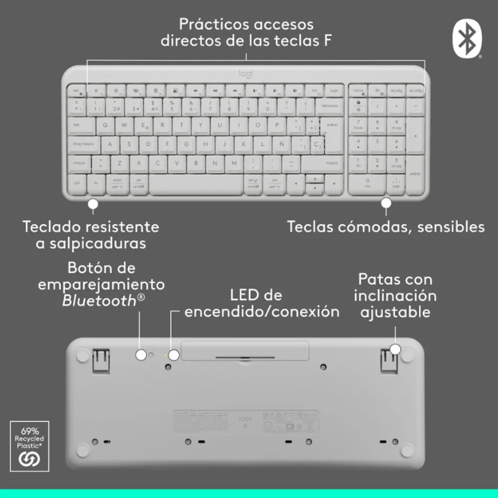 COMBO INALAMBRICO TECLADO K250 Y MOUSE M170 LOGITECH BLANCO - 4