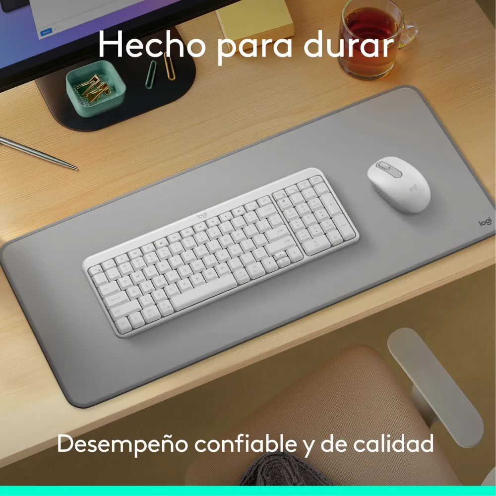 TECLADO LOGITECH K250 + MOUSE M196 + MOUSEPAD SALPICADURA LARGE BLANCO - 3