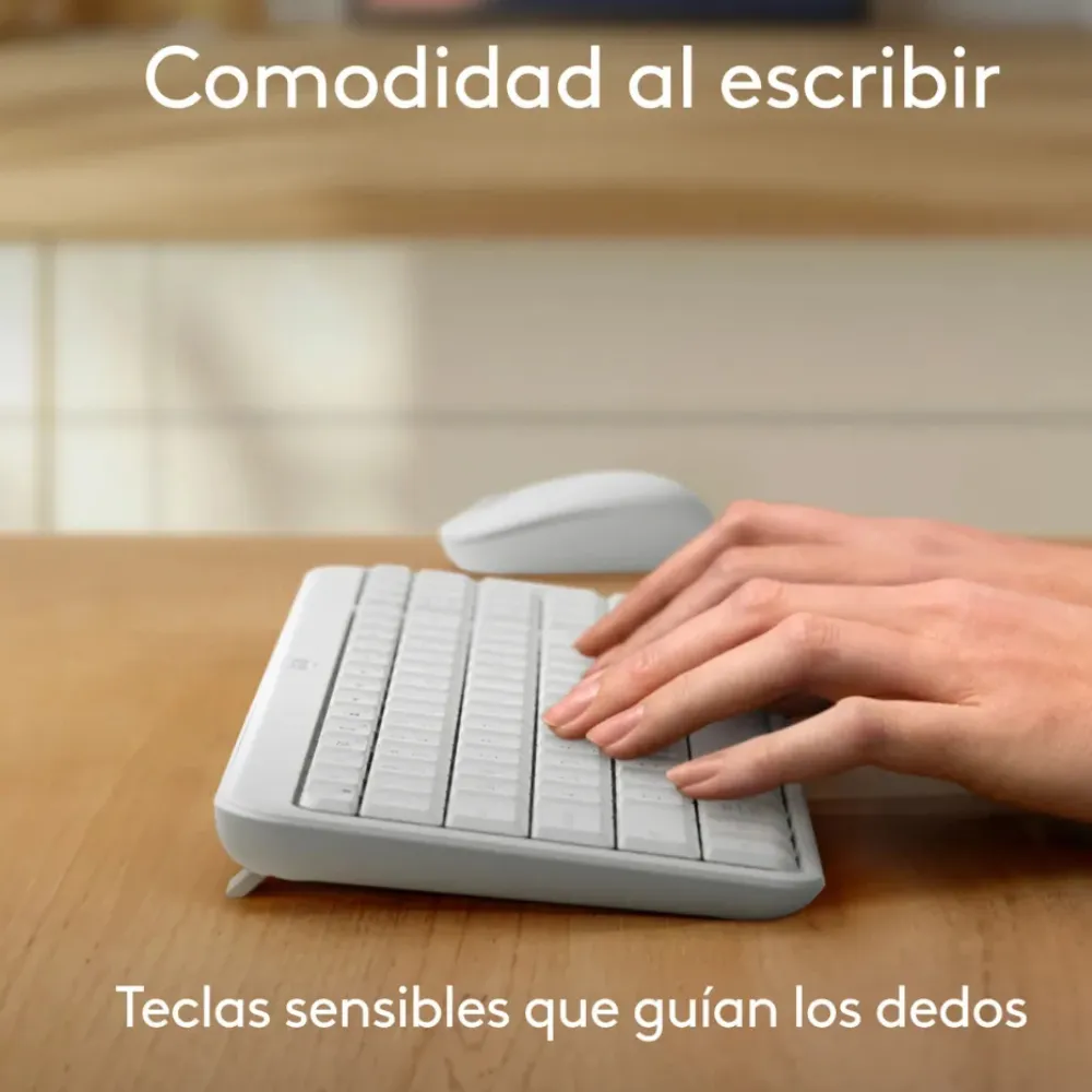 TECLADO LOGITECH K250 + MOUSE M196 + MOUSEPAD SALPICADURA LARGE BLANCO - 4