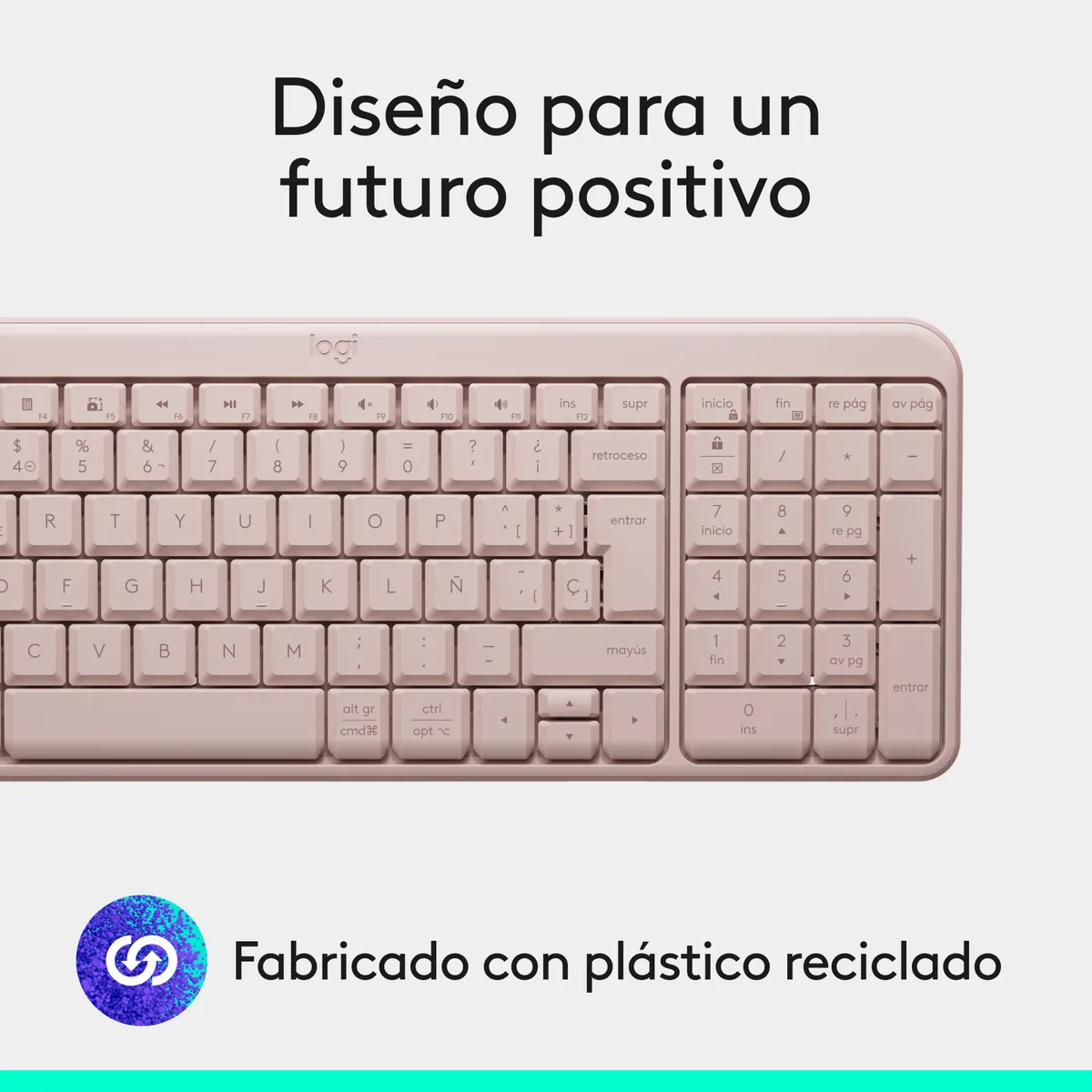TECLADO LOGITECH K250 + MOUSE M196 + MOUSEPAD SALPICADURA LARGE ROSADO - 5