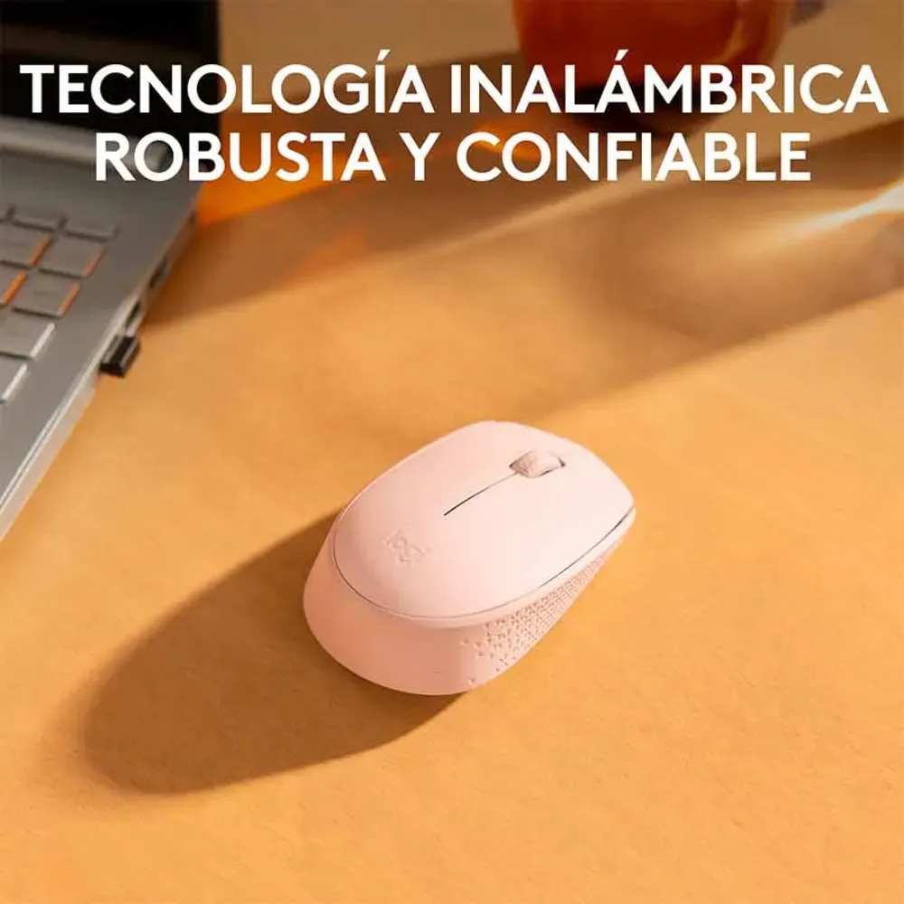 MOUSE LOGITECH M170 NEGRO + MOUSEPAD LOGITECH ROSADO - 3