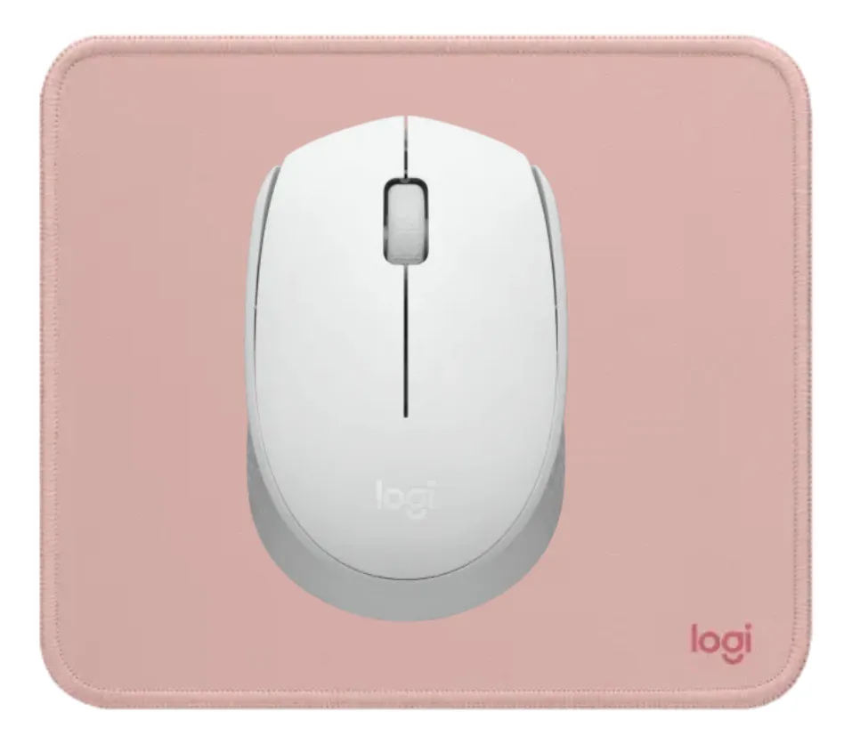MOUSE LOGITECH M170 BLANCO + MOUSEPAD LOGITECH ROSADO - 1