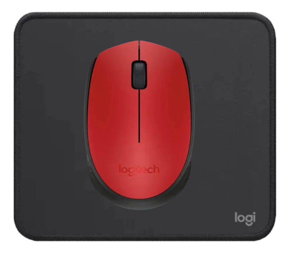 MOUSE LOGITECH M170 ROJO + MOUSEPAD LOGITECH NEGRO - 1