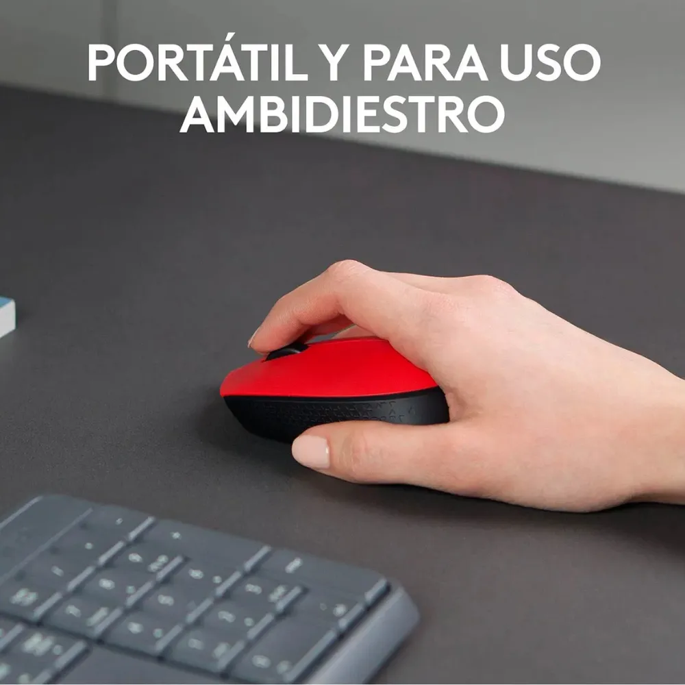 MOUSE LOGITECH M170 ROJO + MOUSEPAD LOGITECH NEGRO - 3
