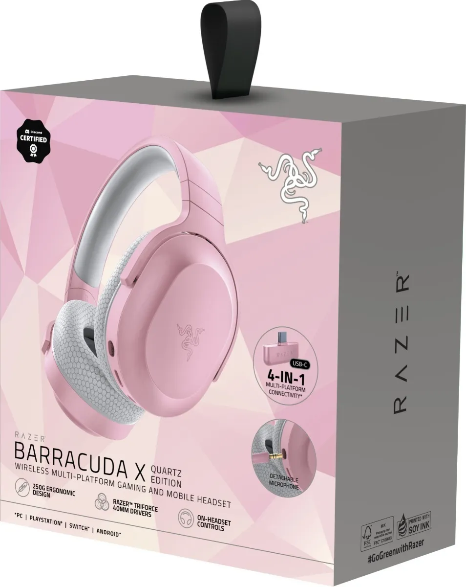 AUDÍFONO GAMER RAZER BARRACUDA X WIRELESS 7.1 QUARTZ ROSA MULTIPLATAFORMA - 7