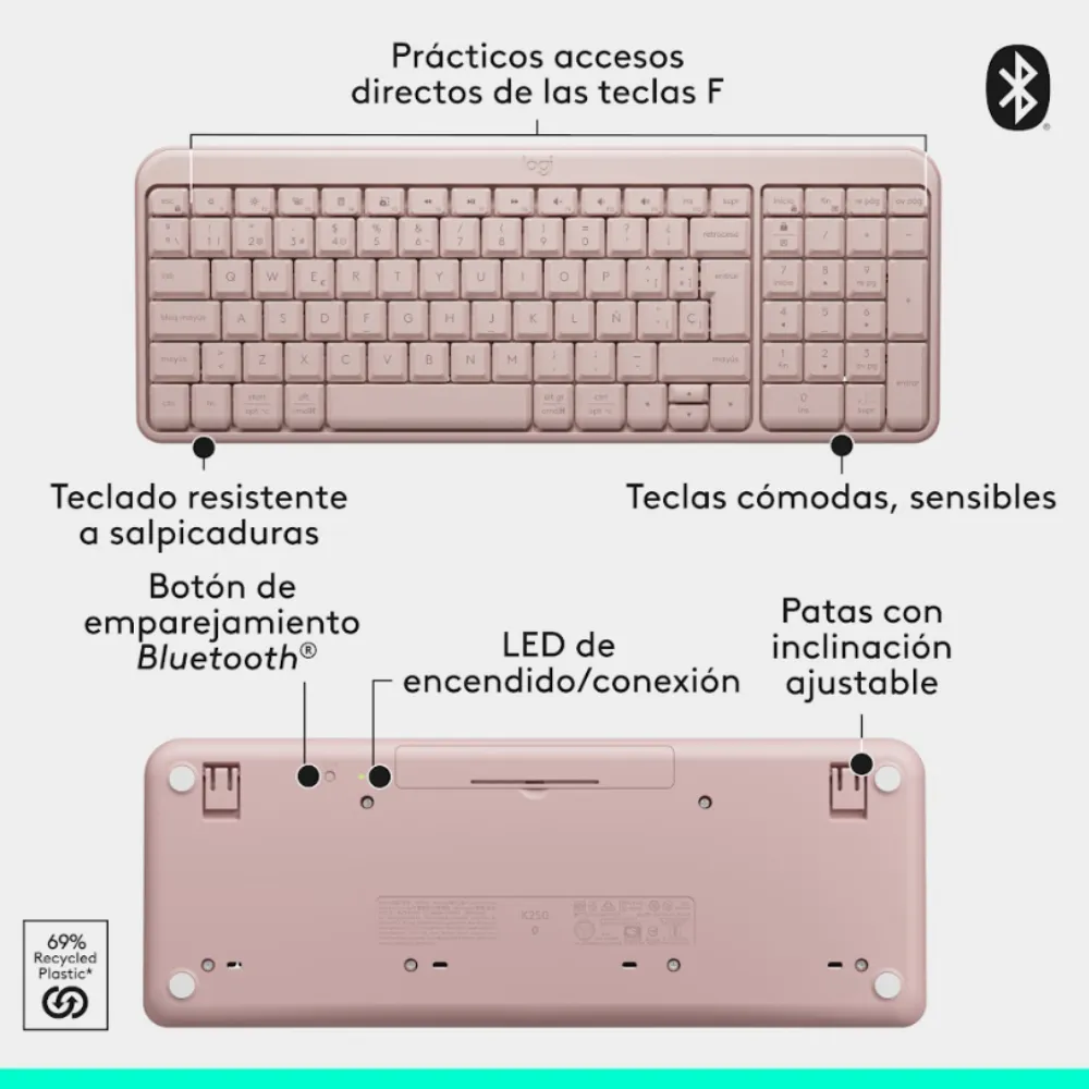 TECLADO K250 Y MOUSE M170 Y PAD MOUSE LOGITECH ROSA - 4