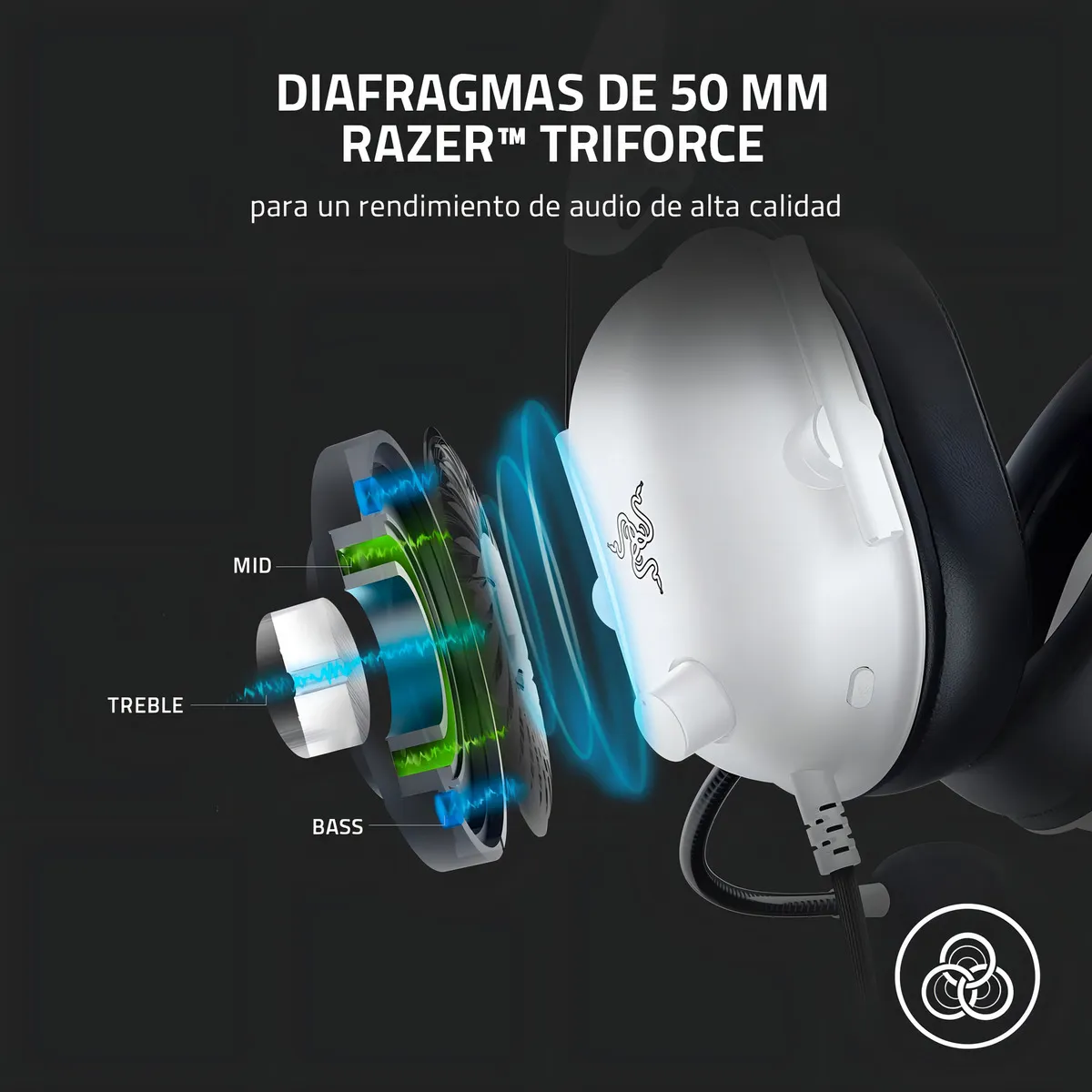 AUDIFONO C/MICROF. RAZER BLACKSHARK V2 X WHITE COLOR BLANCO BLANCO - 4