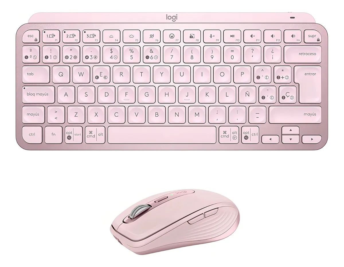 COMBO PRODUCTIVIDAD LOGITECH MX KEYS MINI Y MOUSE INALÁMBRICO MX ANYWHERE 3S ROSA - 1