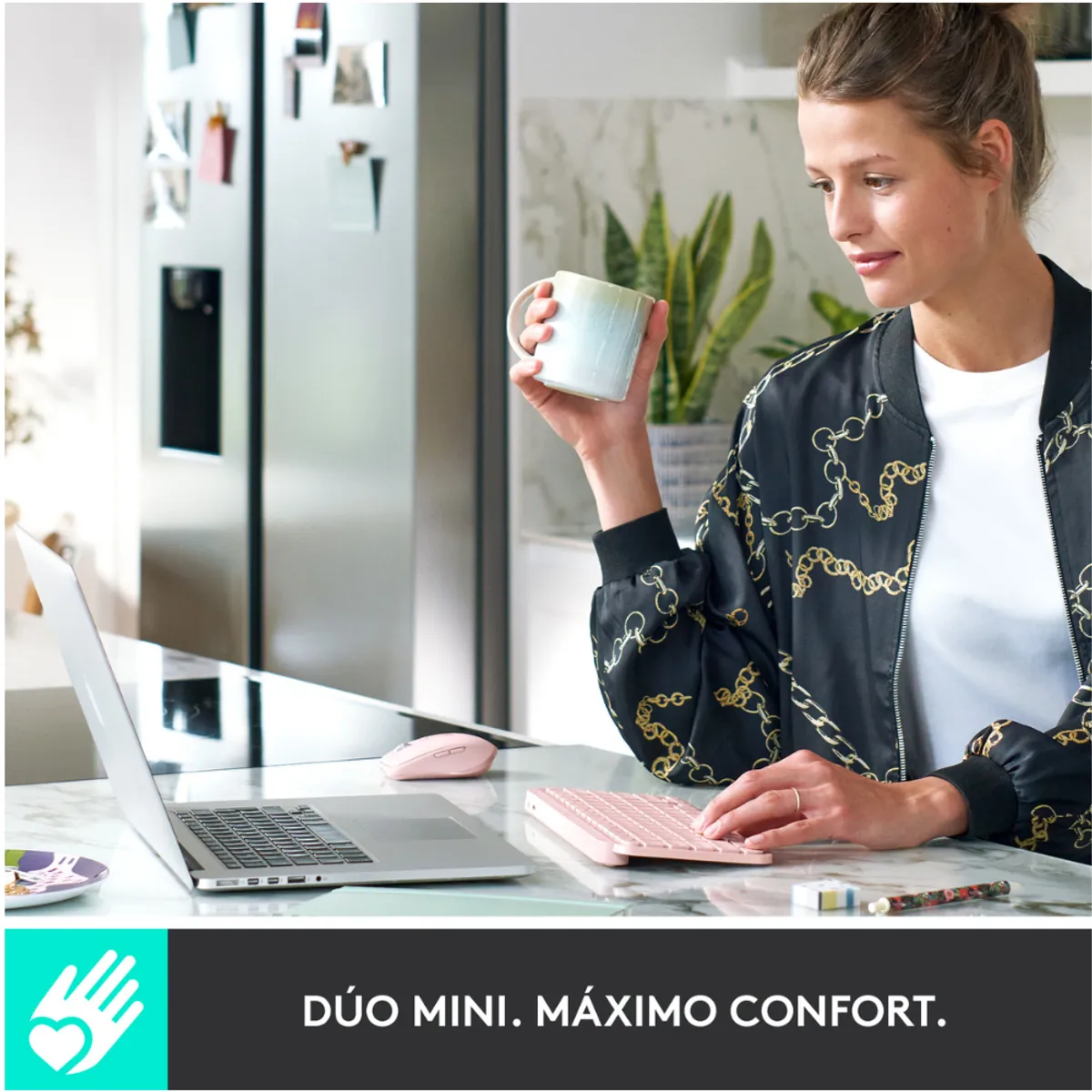 COMBO PRODUCTIVIDAD LOGITECH MX KEYS MINI Y MOUSE INALÁMBRICO MX ANYWHERE 3S ROSA - 3