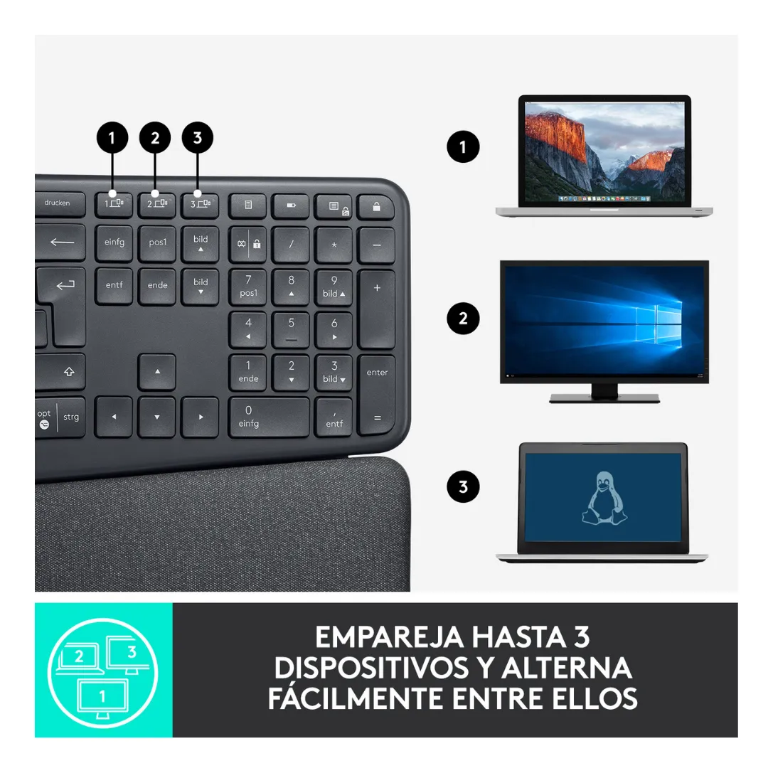 KIT DE TECLADO Y MOUSE LOGITECH ERGO K860 + MX VERTICAL NEGRO - 3