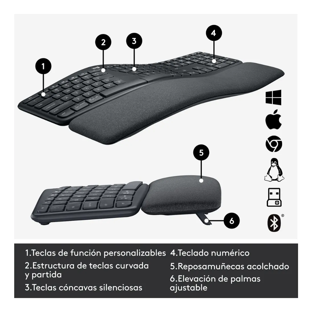 KIT DE TECLADO Y MOUSE LOGITECH ERGO K860 + MX VERTICAL NEGRO - 8