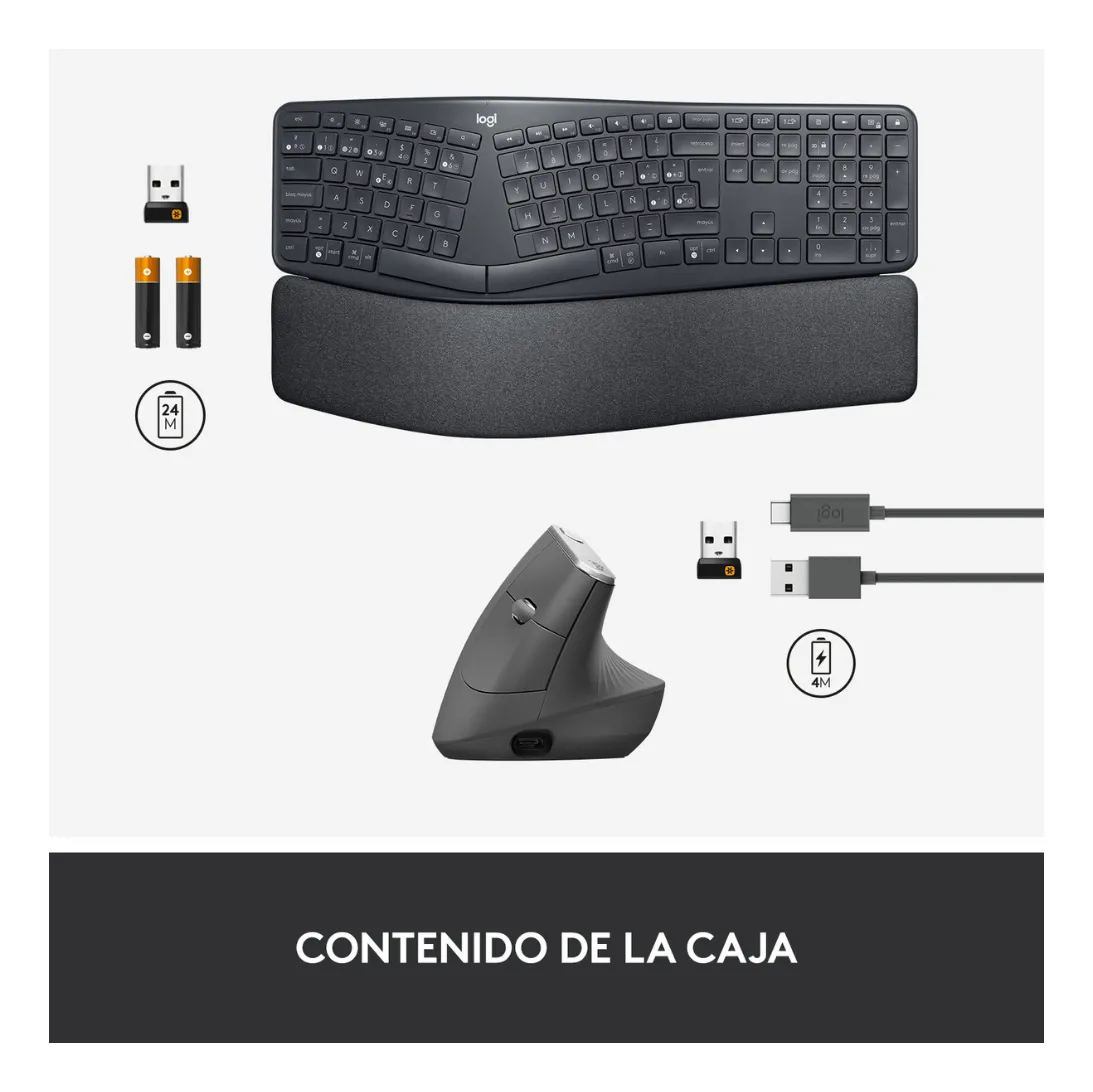 KIT DE TECLADO Y MOUSE LOGITECH ERGO K860 + MX VERTICAL NEGRO - 9