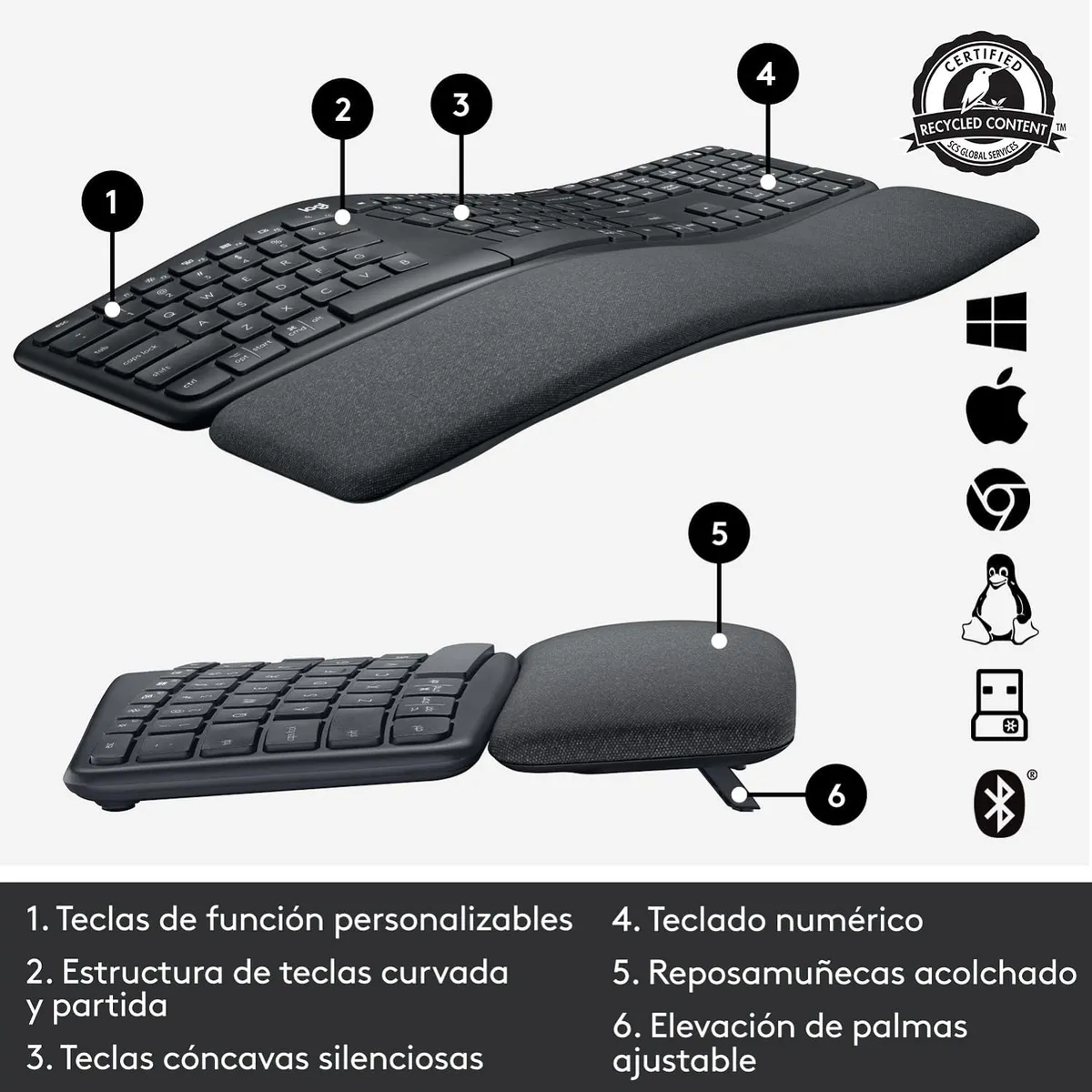 TÍTULO SEO: LOGITECH ERGO K860 Y MOUSE LIFT VERTICAL - KIT DE ERGONOMÍA AVANZADA - 4