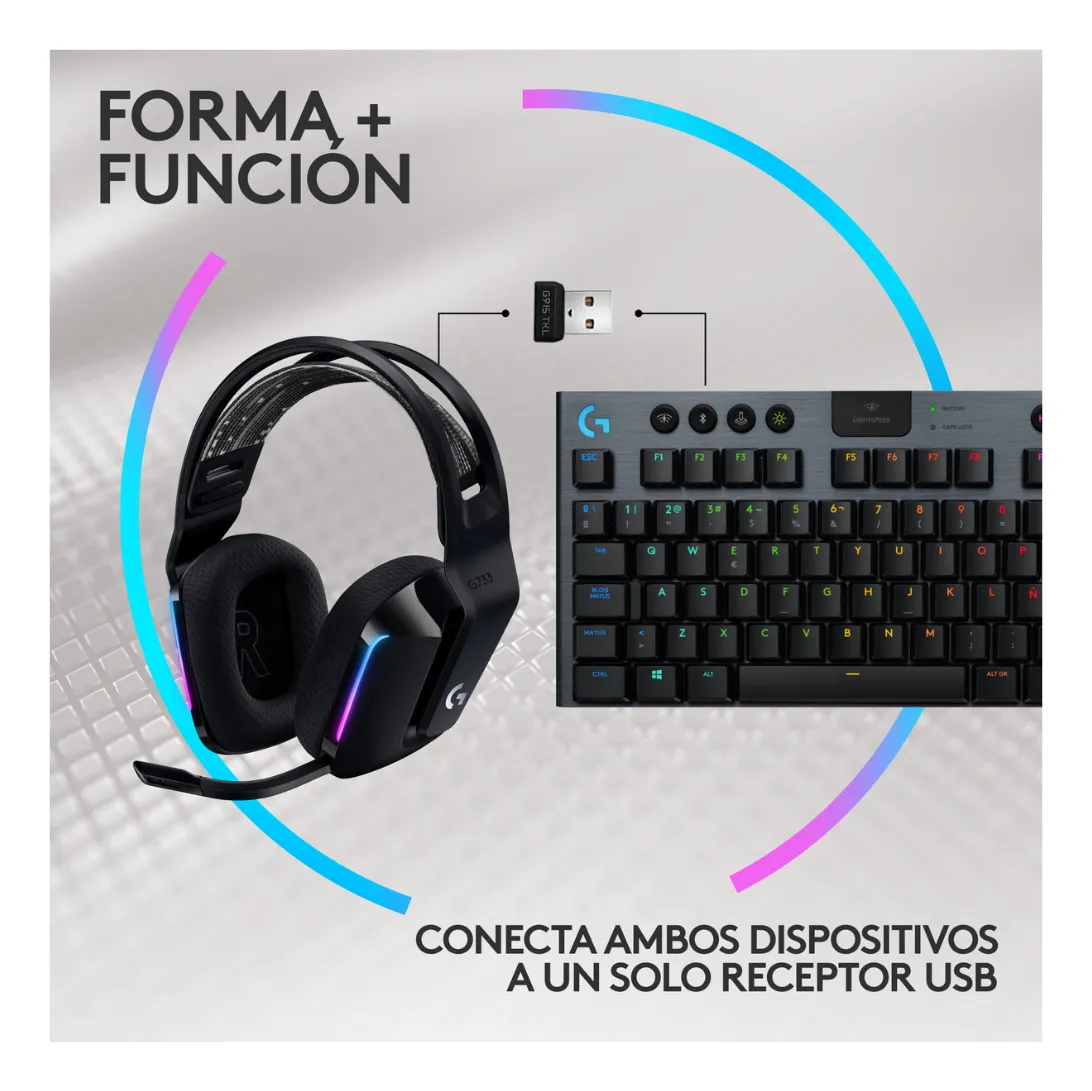 KIT LOGITECH G733 LIGHTSPEED NEGRO Y TECLADO G915 X TKL - ECOSISTEMA PRO WIRELESS - 2