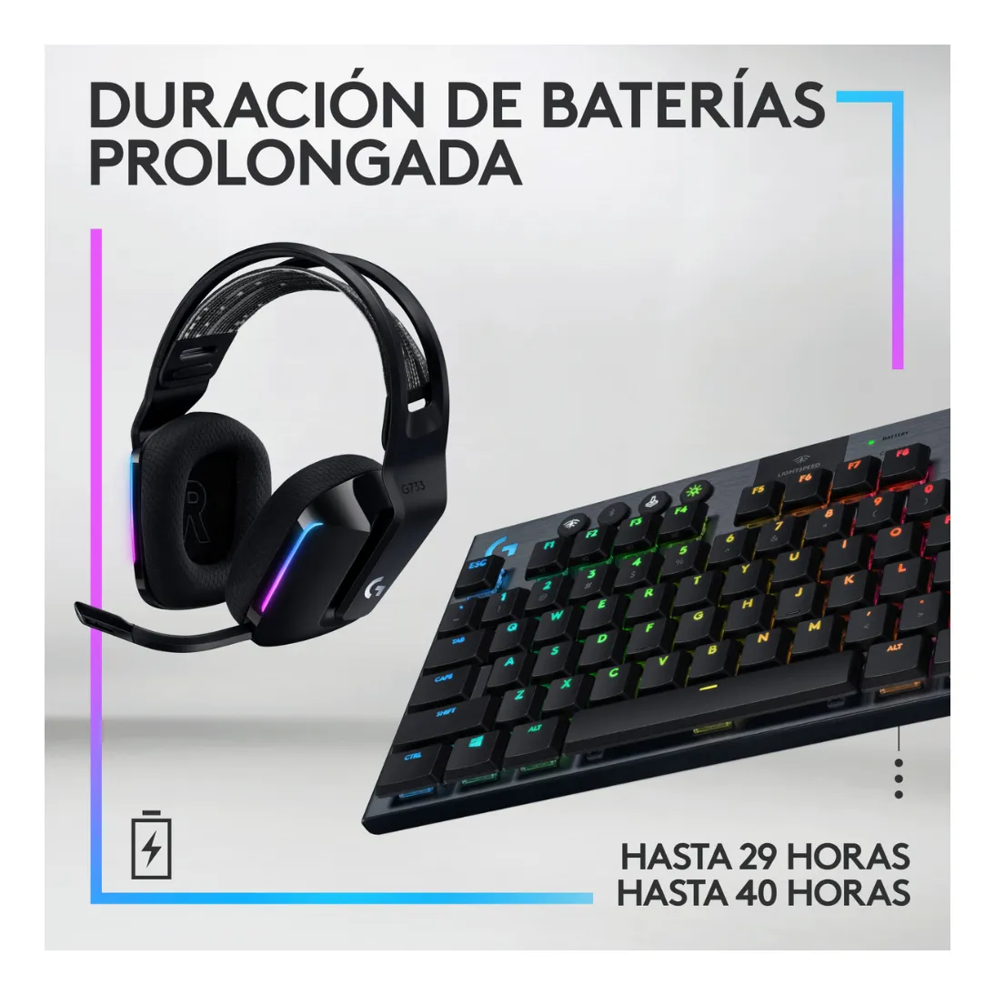 KIT LOGITECH G733 LIGHTSPEED NEGRO Y TECLADO G915 X TKL - ECOSISTEMA PRO WIRELESS - 3