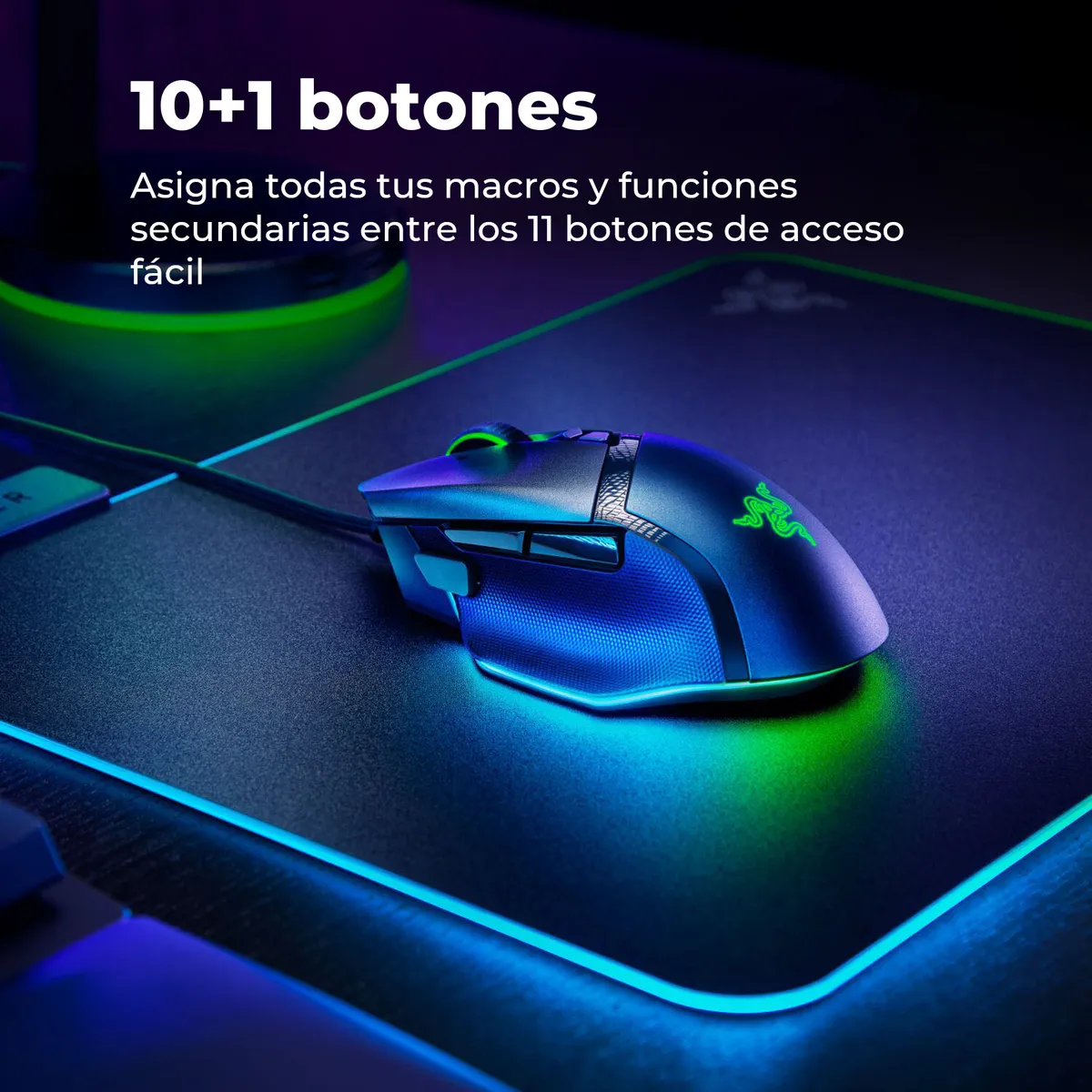 MOUSE RAZER BASILISK V3 RGB 11 BOTONES 26K DPI USB ERGONÓMIC NEGRO - 2