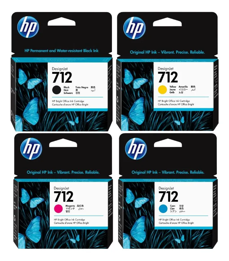 KIT TINTA HP 712 ORIGINAL 38ML NEGRO Y 29ML COLORES - 1