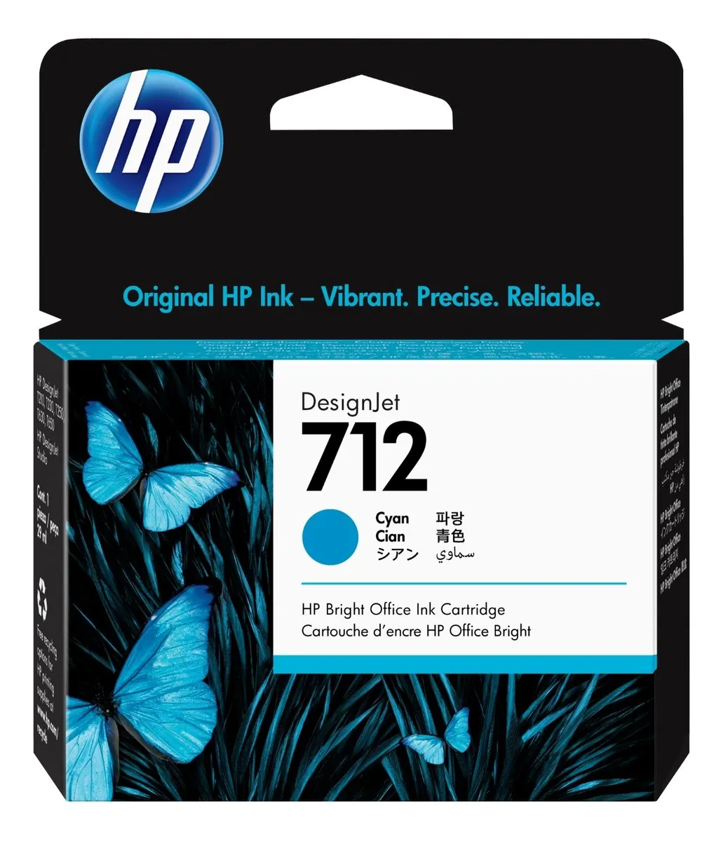 KIT TINTA HP 712 ORIGINAL 38ML NEGRO Y 29ML COLORES - 4