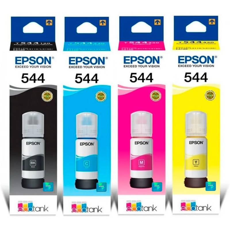 EPSON T544 KIT DE BOTELLAS DE TINTA ORIGINAL 4 COLORES PARA ECOTANK - 1