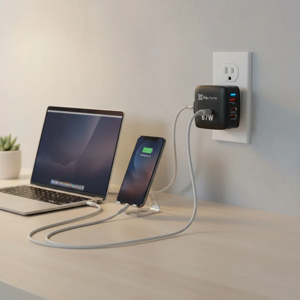 CARGADOR DE PARED KLIP XTREME KMC-500 GAN 67W DE CARGA RÁPIDA USB-C - 10