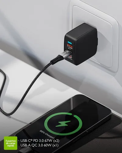 CARGADOR DE PARED KLIP XTREME KMC-500 GAN 67W DE CARGA RÁPIDA USB-C - 4