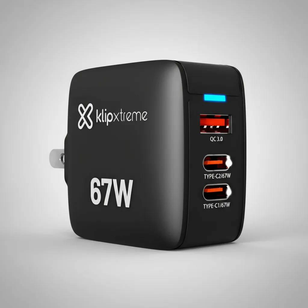 CARGADOR DE PARED KLIP XTREME KMC-500 GAN 67W DE CARGA RÁPIDA USB-C - 8
