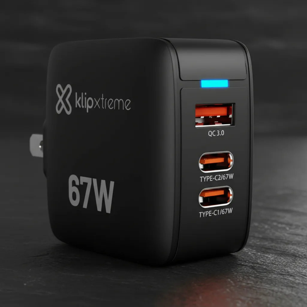CARGADOR DE PARED KLIP XTREME KMC-500 GAN 67W DE CARGA RÁPIDA USB-C - 9
