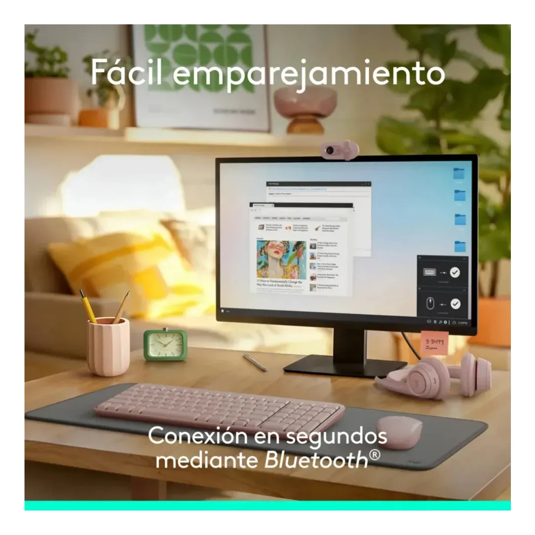 LOGITECH KIT TECLADO K250 Y MOUSE M196 INALÁMBRICO ROSA - 2